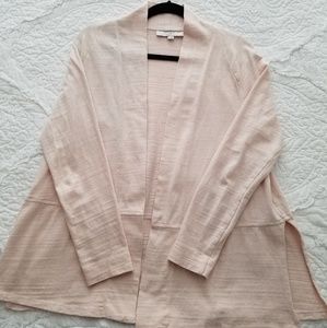 LOFT Pale Pink Cotton Drapey Cardigan size M
